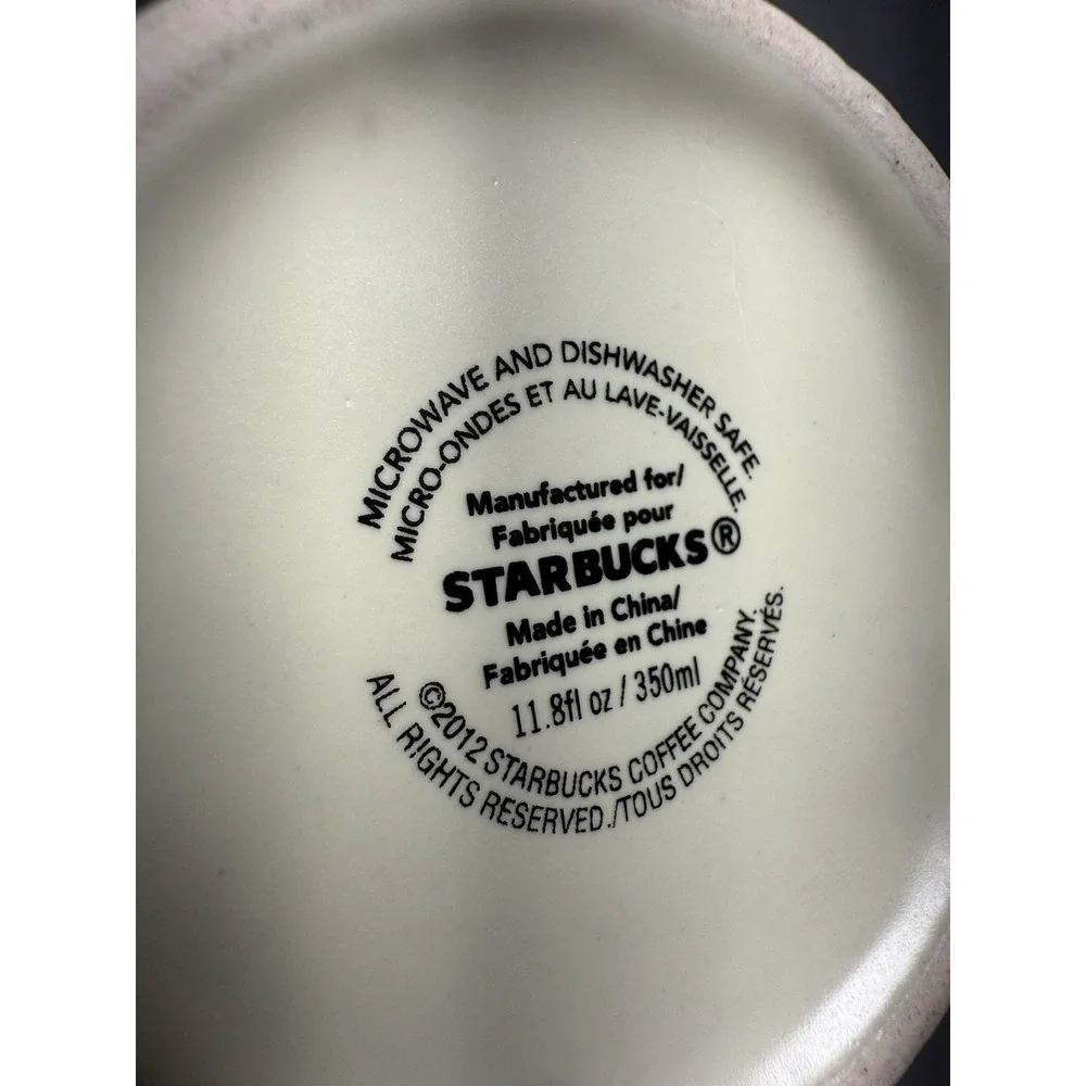 Starbucks‎ Tazo Mug Pair 2012 White Ceramic Coffee Tea Cups 11.8oz EUC